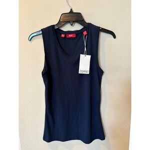 New Esprit New York Womens Navy Blue Pointelle Knit Tank Top Size S Sleeveless